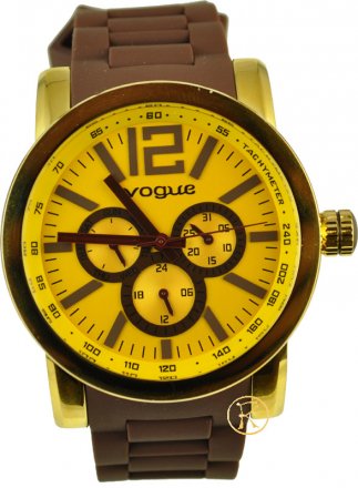 VOGUE Brown Gold Rubber Strap